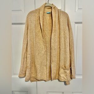 J. McLaughlin Tan Open Front Linen Blend Cardigan Size Large